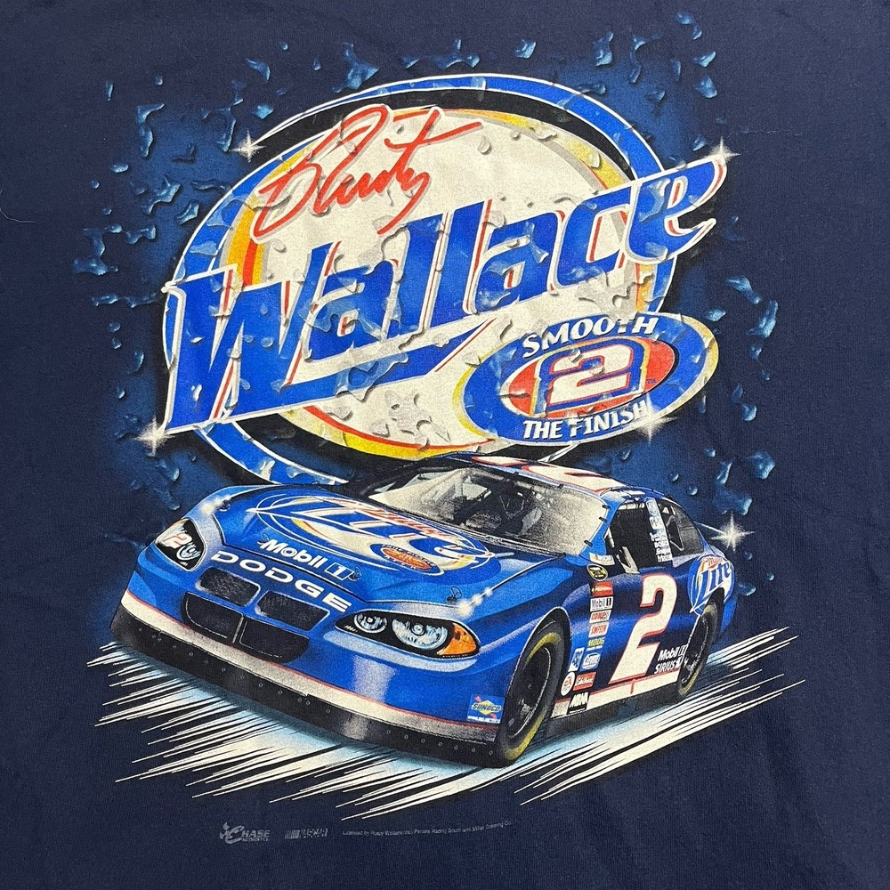 Vintage Rusty Wallace T Shirt Mens Large L Navy Blue NASCAR Chase Authentics 2